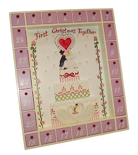 17" Pink and Beige First Christmas Together Wedding Advent Calendar - IMAGE 1
