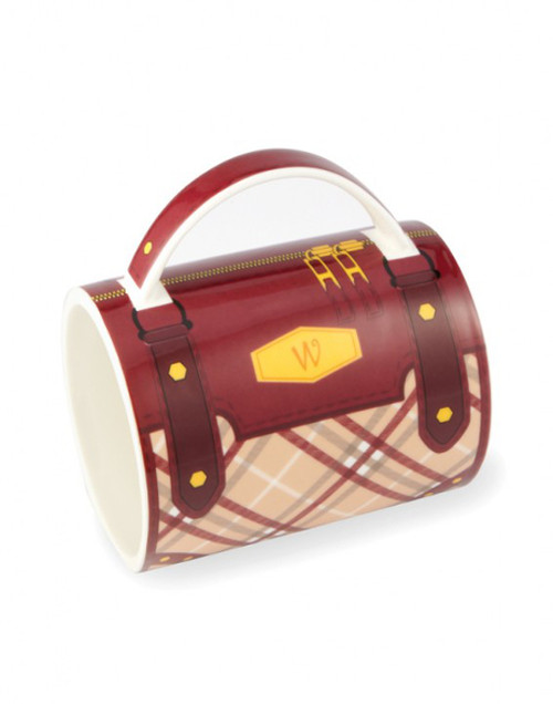 5" Fashion Avenue Burgundy Red and Beige Tartan Plaid Print Ceramic Handbag Mug - IMAGE 1