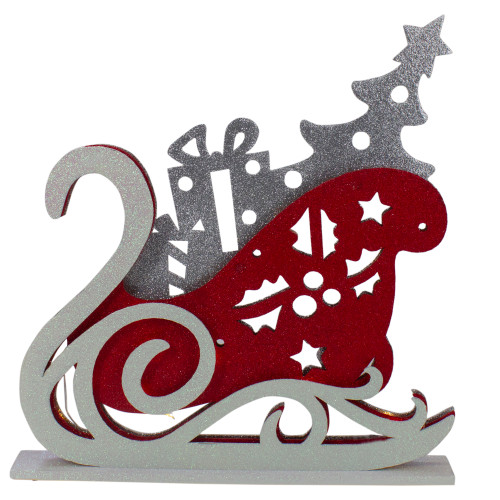 18" Pre-Lit Red and Silver LED Sleigh Christmas Tabletop Silhouette Decoration - IMAGE 1