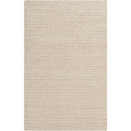 8' x 10' Beige Hand Woven Rectangular Wool Area Throw Rug - IMAGE 1