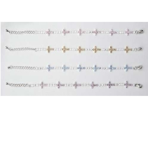 Adjustable Sparkle Cross Bracelets - 10" - Set of 8 - IMAGE 1