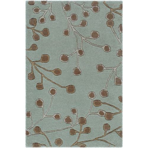 2' x 3' Floral Gray and Dark Brown Rectangular Area Throw Rug - IMAGE 1