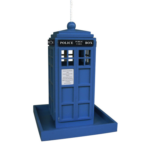 8.75" Fully Functional Dr. Who TARDIS Blue British Police Call Box Telephone Booth Birdfeeder - IMAGE 1