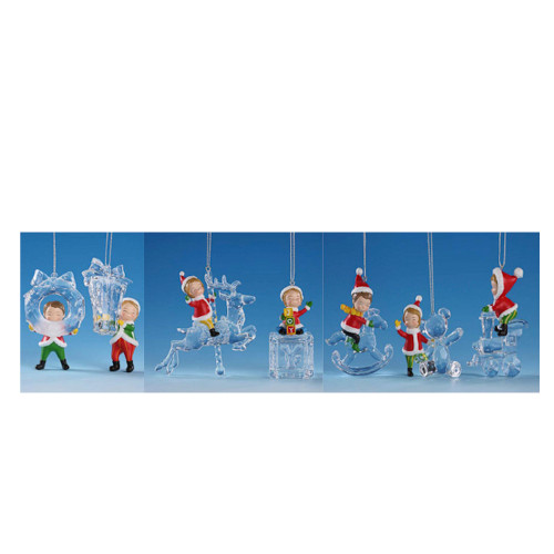 Icy Crystal Elves Christmas Figurine Ornaments - 3" - 7ct - IMAGE 1