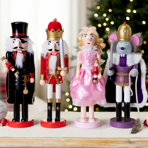 Wooden Nutcracker Suite Ballet Christmas Decorations - Set of 4 - IMAGE 1