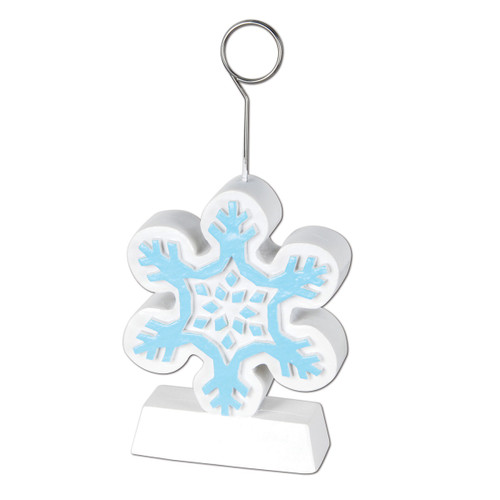 Pack of 6 Blue and White Snowflake Photo or Balloon Holder Christmas Decorations 6 oz. - IMAGE 1