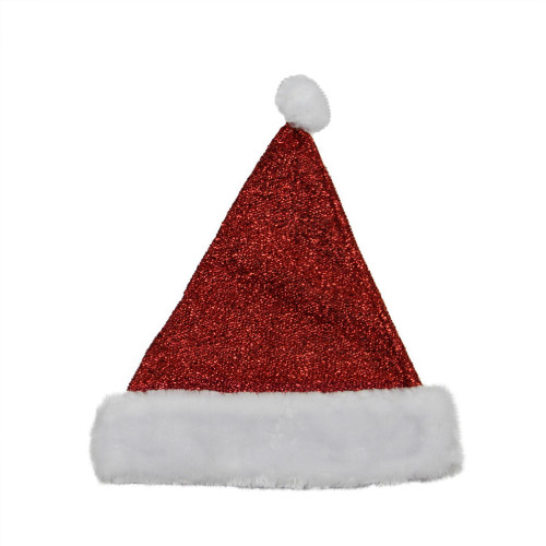 14" Red and White Glitter Adult Christmas Santa Hat - Medium - IMAGE 1