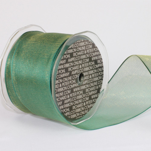 Emerald Green Wired Craft Ribbon 2 3/8" x 27 Yards - IMAGE 1