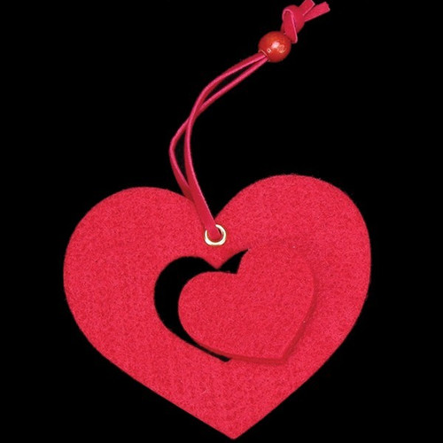 Club Pack of 25 Bright Red Large Heart With Small Punch Out Felt Ornaments - IMAGE 1