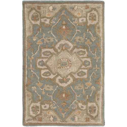 2' x 3' Traditional Shadow Blue and Brown Hand Tufted Wool Area Throw Rug - IMAGE 1