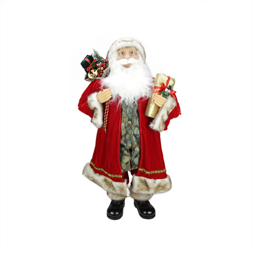 Standing Santa Claus with Floral Print Vest Christmas Figurine - 36" - IMAGE 1
