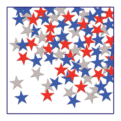 Club Pack of 12 Patriotic Red and Blue Fanci-Fetti Star Celebration Confetti Bags 1 oz. - IMAGE 1