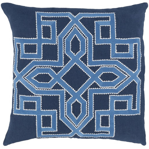 20" Navy Blue Woven Square Contemporary Throw Pillow - IMAGE 1
