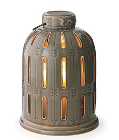 10.75" Decorative Laurel Green Finch Birdcage Ceramic Candle Warmer Lantern - IMAGE 1