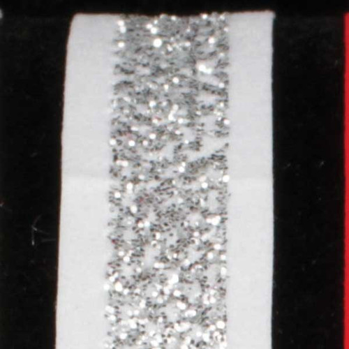 Silver and White Glitter Wired Craft Ribbon 0.5" x 60 Yards - IMAGE 1