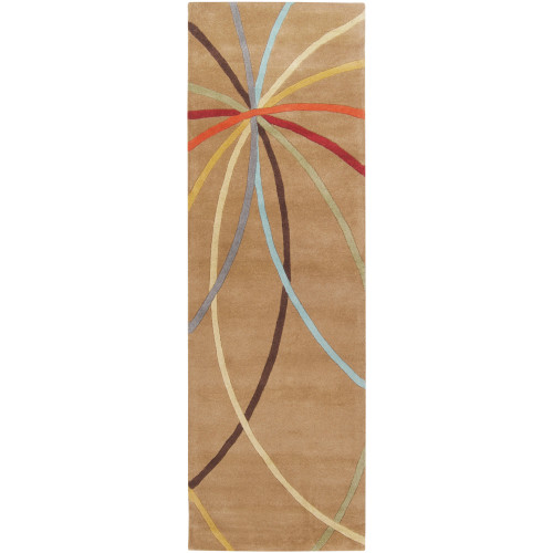 3' x 12' Blue and Orange Hand Carved Rectangular Wool Area Throw Rug Runner - IMAGE 1
