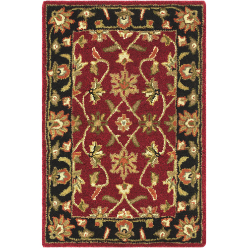 2' x 3' Red and Olive Green Rectangular Area Rug - IMAGE 1