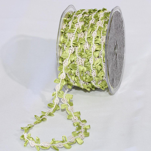 Set of 2 Ivory and Green Rococo Decorative Trim Craft Ribbon 0.625" x 54 Yards - IMAGE 1