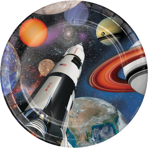 Space Blast Paper Dinner Party Plates - 9" - Club Pack of 96 - IMAGE 1