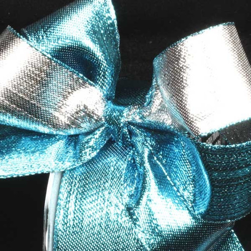 Shimmering Blue and Silver Woven Wired Craft Ribbon 1.5" x 54 Yards - IMAGE 1