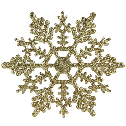 24ct Gold Glitter Snowflake Christmas Ornaments 4" - IMAGE 1
