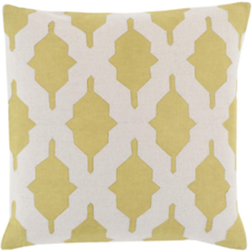 22" Yellow and White Contemporary Throw Pillow - IMAGE 1