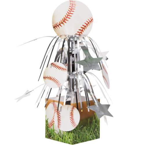 Pack of 6 White and Red Baseball Sports Fanatic Mini Cascade Tabletop Centerpiece Party Decors 8.5" - IMAGE 1