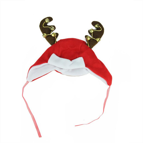 17" Red and White Reindeer Antlers Unisex Adult Christmas Trapper Hat Costume Accessory - One Size - IMAGE 1