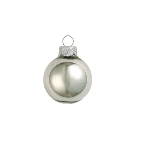Mini Shiny Finish Glass Christmas Ball Ornaments - 1.5" (40mm) - Pewter Gray - 40ct - IMAGE 1