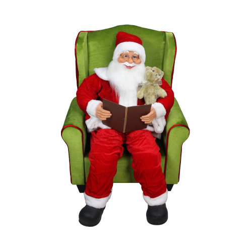 32" Santa Claus Sitting in Green Arm Chair Christmas Figure - IMAGE 1