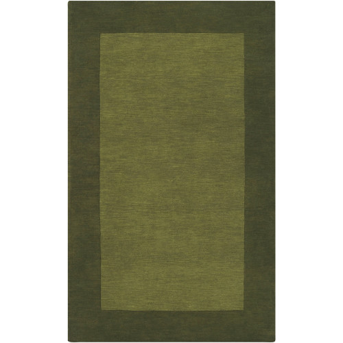 6' x 9' Solid Olive Green Hand Loomed Rectangular Wool Area Throw Rug - IMAGE 1