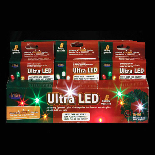 15ct Battery Operated Multi-colored LED Christmas Lights - 7 ft Green Wire - IMAGE 1