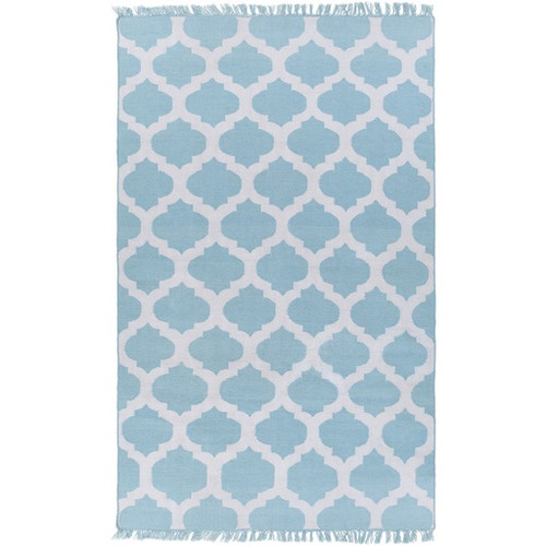 2' x 3' Imperial Ice Blue and White Hand Woven Area Throw Rug - IMAGE 1