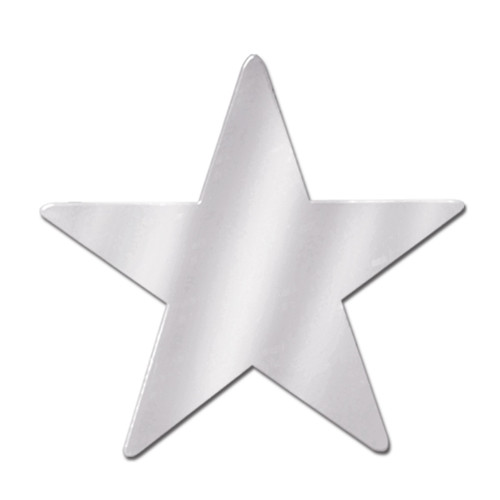 Club Pack of 24 Starry Night Themed Silver Metallic Foil Star Cutout Party Decorations 12" - IMAGE 1