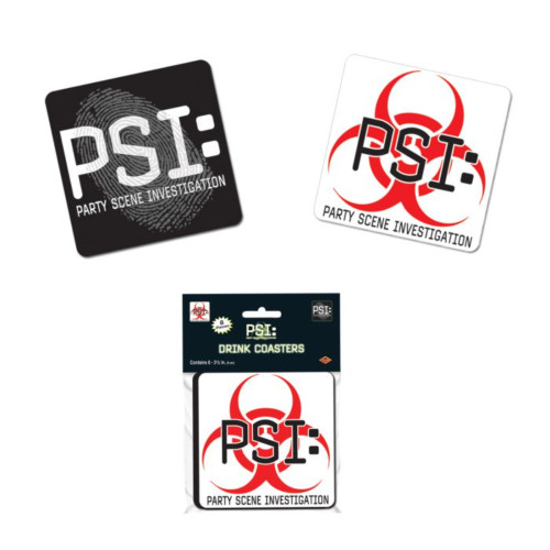 Club Pack of 96 Black and Red Party Scene Investigation Drink Coasters 3.5" - IMAGE 1