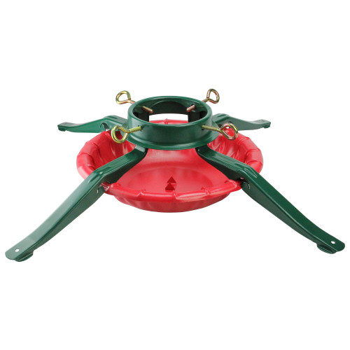 28' Green and Red Real Live Christmas Tree Stand - IMAGE 1