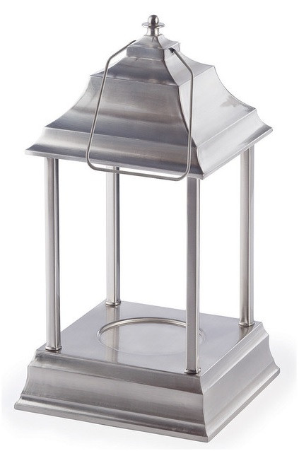 13" Decorative Brushed Nickel Traditional Colonial Style Bellaroma Carriage Candle Warmer Lantern - IMAGE 1