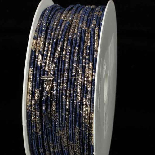 Navy Blue and Gold Wired Craft Ribbon 0.25" x 55 Yards - IMAGE 1