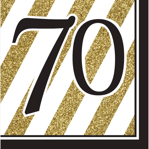 Striped 70th Birthday Party Disposable Party Luncheon Napkins - 6.5" - Club Pack of 192 - IMAGE 1