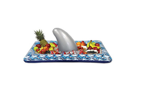 Pack of 6 Blue and Silver Inflatable Shark Buffet Coolers 4.5' - IMAGE 1