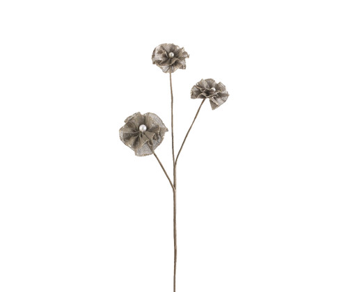 25" Brown and Gold Glittered Vintage Posey Artificial Floral Christmas Spray - IMAGE 1