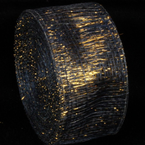 Black and Silver Colored Wired Abaca Fiber Ribbon 2 x 64 Yards - IMAGE 1