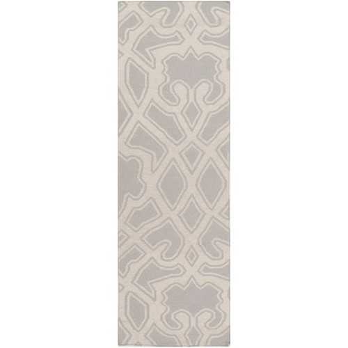 2.5' x 8' Contemporary Stone Gray and White Hand Woven Rectangular Wool Area Throw Rug Runner - IMAGE 1