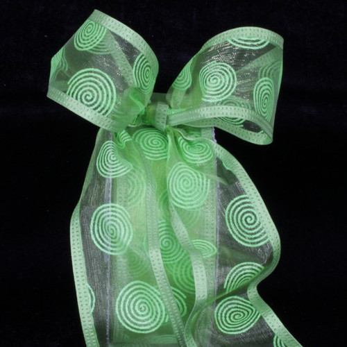 Lime Green Sheer Wire Edged Craft Ribbon 1.5" x 80 Yards - IMAGE 1