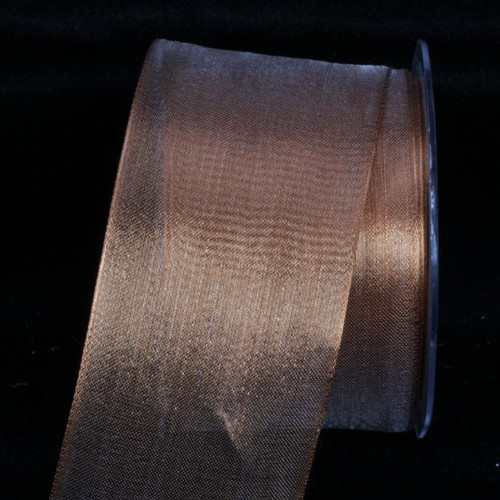 Metallic Brown Contemporary Wired Craft Ribbon 2.5" x 25 Yards - IMAGE 1