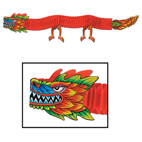 Club Pack of 12 Red Asian Dragon Chinese New Year Hanging Party Decorations 6' - IMAGE 1