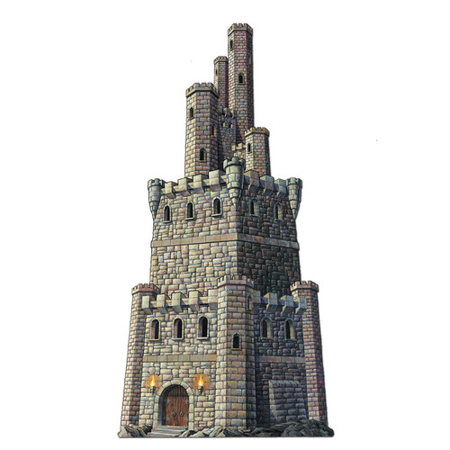 Club Pack of 12 Gray Medieval Jointed Castle Tower Halloween Hanging Decorations 4' - IMAGE 1