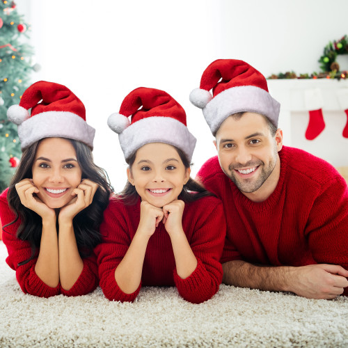 Unisex Adult Plush Christmas Santa Hat - Large - Red and White - IMAGE 1