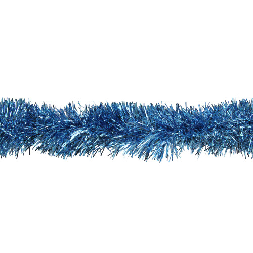 50' Traditional Shiny Sky Blue Foil Tinsel Garland - Unlit - IMAGE 1