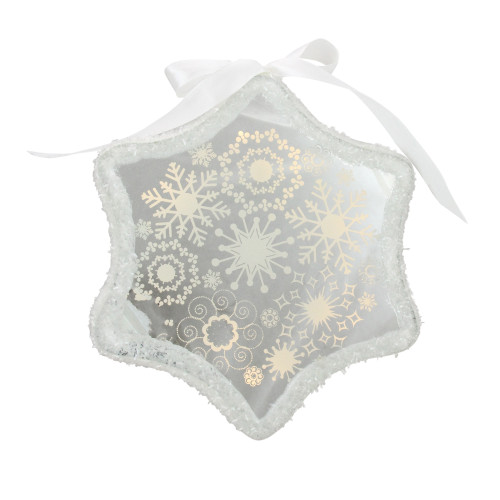Pre-Lit LED Sparkle Snowflake Scene Christmas Ornament - 9" - White - IMAGE 1